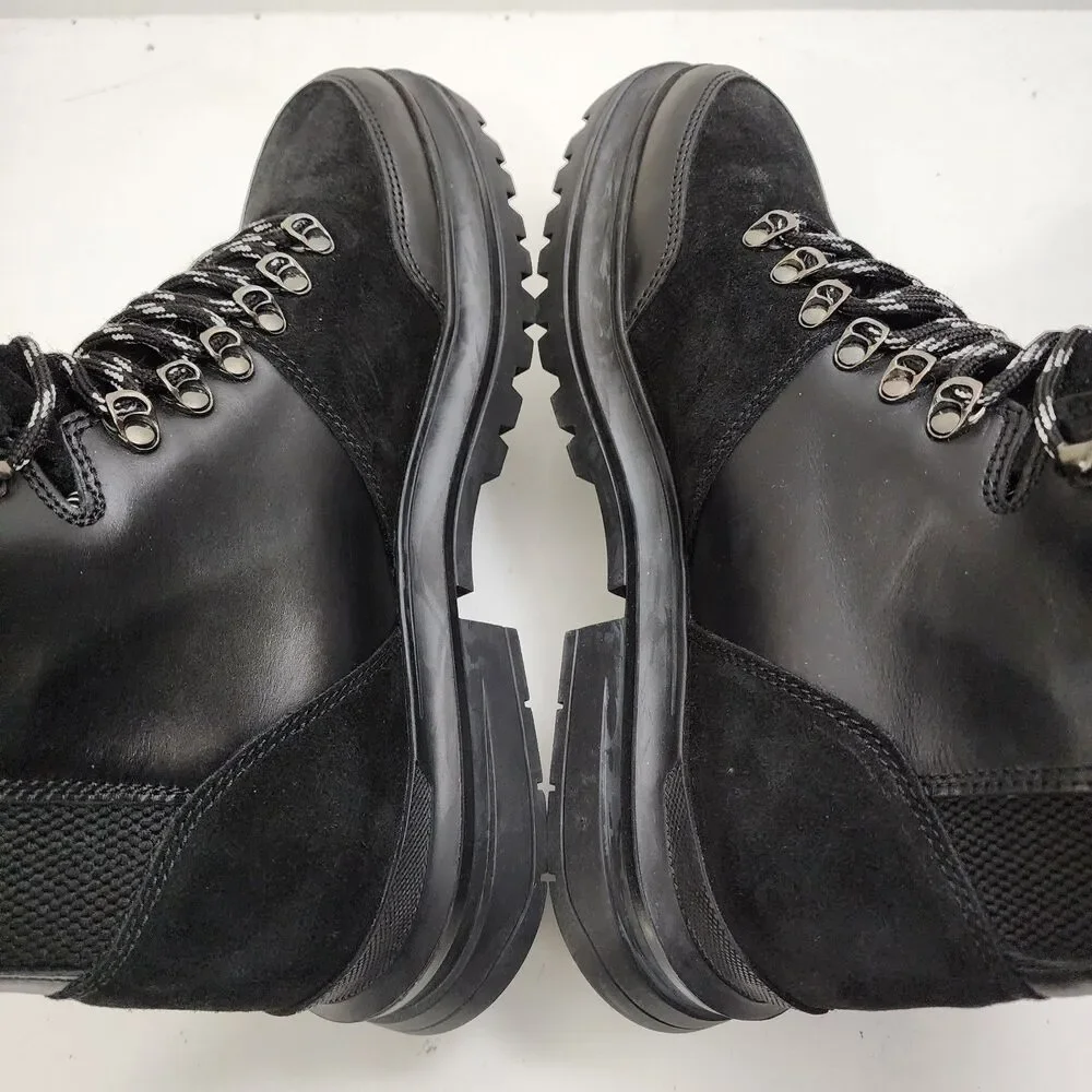 KURT GEIGER Boots VIPER HIKER Mens Size EU 43/US 10 Black Leather Suede Combat